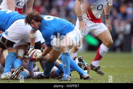 MAURO BERGAMASCO Italien & STADE Frankreich RU TWICKENHAM MIDDLESEX ENGLAND 7. Februar 2009 Stockfoto