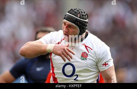 STEVE BORTHWICK RALLYES die TE ENGLAND V Frankreich RBS sechs NATI TWICKENHAM MIDDLESEX ENGLAND 15. März 2009 Stockfoto