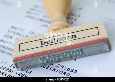 Stempel mit Label Deflation, Stempel Mit Aufschrift Deflation Stockfoto