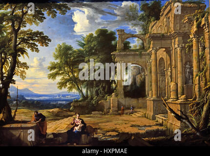 Landschaft mit der Ruhe auf der Flucht nach Ägypten 1652 Pierre Patel 1605-1676 Frankreich Französisch Stockfoto