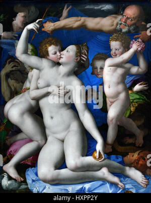 Eine Allegorie mit Venus und Amor 1545 Agnolo di Cosimo 1503 –1572 bekannt als Bronzino Italienisch, Italien, Agnolo di Cosimo, Said, il Bronzino, 1503-1752 Stockfoto