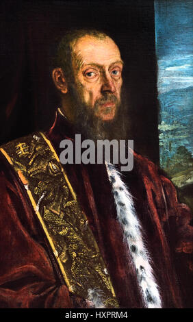 Porträt von Vincenzo Morosini 1575-80 Jacopo Tintoretto 1518 - 1594 Italienischer Maler venezianische Schule aus dem 16.. Jahrhundert Venedig Italien Jacopo Tintoretto (richtiger Name Jacopo Comin 1518 - 1594) Jacopo ROBUSTI Stockfoto