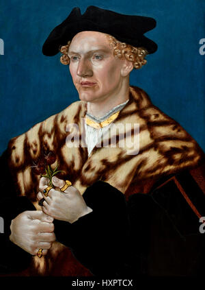 Portrait of a man 1530 Deutsch Süd ( Pendant Portrait ,zeigt eine unbekannte Dame in der Maiglöckchen, ist in der Reinhart Stiftung) Deutsch, Deutschland Stockfoto