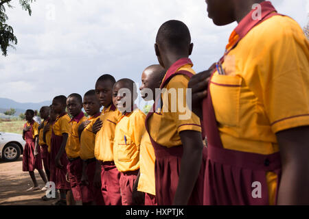 Schülerinnen und Schüler an einer Schule in der Nähe von Kasese, Westuganda. Stockfoto