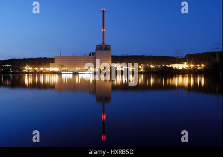 Kernkraftwerk, AKWs, Kernkraftwerk, Atomkraftwerk, KKW, KKWs Kr? Mmel, Schleswig - Holstein, Geesthacht, Kr? Mmel, am Abend Stockfoto