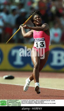 TESSA SANDERSON JAVELIN 18. Juni 1996 Stockfoto