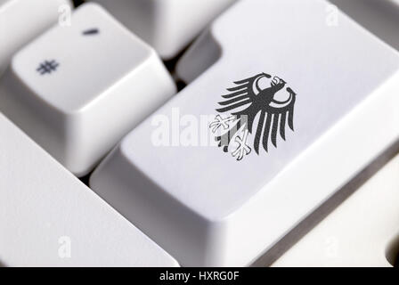 Computer, Computer-Tastatur, Tastatur, Bundesrepublik Adler, Deutsch, Deutschland, Online-Überwachung, Computer - Computer-Überwachung? Berwachung, Online-? Stockfoto