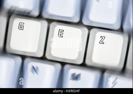 Computer-Tastatur mit der Bezeichnung GEZ - Beiträge für Computer, Computertastatur Mit der Aufschrift GEZ GEZ - GEZ-Beiträge Für Computer Stockfoto