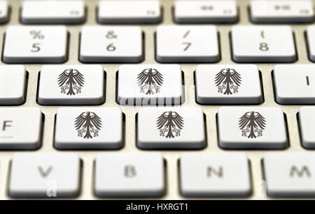 Computer, Computer-Tastatur, Tastatur, Bundesrepublik Adler, Deutsch, Deutschland, Online-Überwachung, Computer - Computer-Überwachung? Berwachung, Online-? Stockfoto