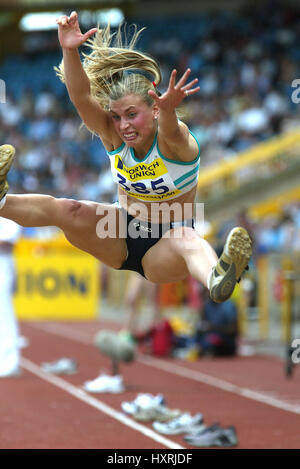 FIONA WESTWOOD Weitsprung ALEXANDER Stadion BIRMINGHAM ENGLAND 14. Juli 2002 Stockfoto