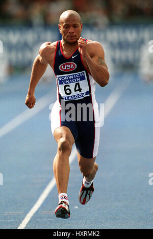 MAURICE GREENE 100 m SCOTSTOUN Stadion GLASGOW Schottland 2. Juli 2000 Stockfoto