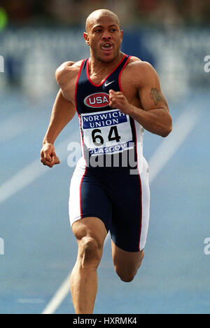 MAURICE GREENE 100 m SCOTSTOUN Stadion GLASGOW Schottland 2. Juli 2000 Stockfoto