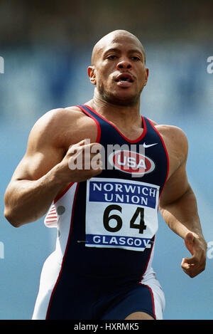 MAURICE GREENE 100 m SCOTSTOUN Stadion GLASGOW Schottland 2. Juli 2000 Stockfoto