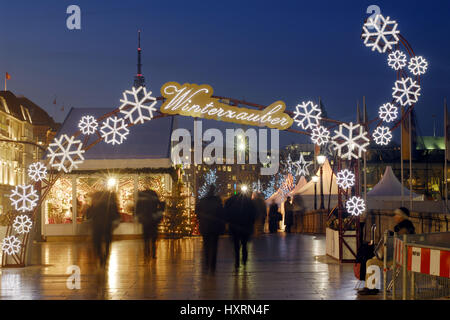 Deutschland, Hamburg, Stadt, Gro? Hamburger in den Abend, Abend, beleuchtete, leuchtet, Beleuchtung, Weihnachten, Yule Flut, Chri, Stadt, Stadt, Innenstadt Stockfoto