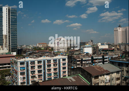 27.01.2017, Yangon, Republik der Union Myanmar, Asien - einen Blick auf die Gebäude im Zentrum von Yangon. Stockfoto