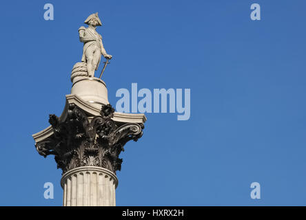 Gedenksäule gewidmet Admiral Horatio Lord Nelson in London, Großbritannien Stockfoto