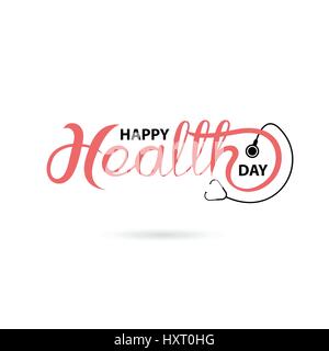 Glücklich Gesundheit Tag typografische Gestaltungselemente. Glücklich Gesundheitstag Schriftzug Symbol. Glücklich Gesundheitstag Logo Symbol. Design für Grußkarten, Poster, Flyer Stock Vektor