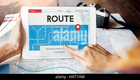 GPS-Karte Anfahrt Navigation Stockfoto