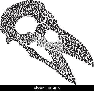 Totenkopf mit Krähen Stock Vektor