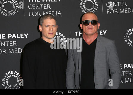 Beverly Hills, Ca. 29. März 2017. Wentworth Miller, Dominic Purcell, auf 2017 PaleyLive LA Frühling Saison - "Prison Break" am Paley Center for Media In Kalifornien am 29. März 2017. Bildnachweis: Fs/Medien Punch/Alamy Live-Nachrichten Stockfoto