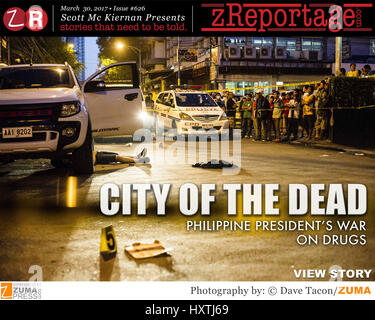 zReportage.com Geschichte von der Woche # 626 - City of The Dead: philippinische Präsidentin War on Drugs - Start 30. März 2017 - volle Multimedia-Erlebnis: Audio, Standbilder, Text und Video: gehen Sie auf zReportage.com um mehr zu sehen - seit Rodrigo Duterte als Präsident der Philippinen im Juni 2016 gewählt wurde, er macht gut auf seine Drohungen von "Töten alle Verbrecher" während einer Kampagne, die versprach, Recht und Ordnung auf den Philippinen durch den Lauf einer Pistole zu bringen. Mit überwältigender Mehrheit, kommt der Tod der Nacht in den ärmsten Vierteln von der philippinischen Hauptstadt Manila gewordene eines Mordes c Stockfoto