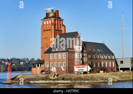 Fliegeruhr station Seemannsh? ft in Finkenwerder, Hamburg, Deutschland, Europa, Lotsenstation Seemannshöft in Finkenwerder, Deutschland, Europa Stockfoto