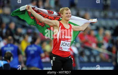 RHYS JONES Herren-PARA-SPORT 100M T37 Herren-PARA-SPORT 100M T37 HAMPDEN PARK GLASGOW Schottland 28. Juli 2014 Stockfoto