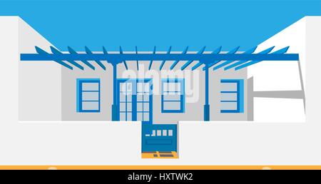 Vektor-Illustration der weißen Haus Fassade isometrische Stock Vektor