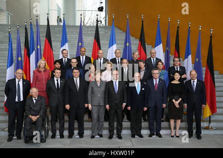 Berlin, Deutschland, 31. März 2015: Deutsch-französische Minister Rat statt. Stockfoto