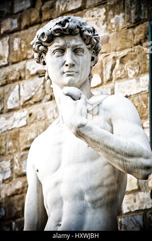 Michelangelos David Porträt, Statue in Florenz Stockfoto