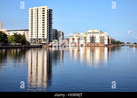 Cardiff, Wales, UK, 14. September 2016: Roath Bassin wurde die größten unbebauten Standort in Cardiff Bay und wird jetzt neu generiert Stockfoto