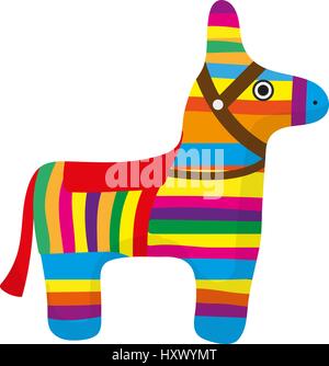 Pinata Symbol, flachen Stil. Bunte Esel. Isoliert auf weißem Hintergrund. Vektor-Illustration, Clip-Art. Stock Vektor