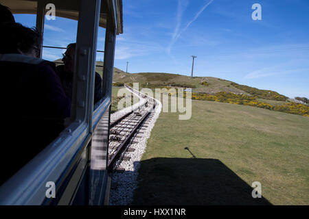 Großes Orme Straßenbahn auf der zweiten Etappe bis zum Gipfel Stockfoto