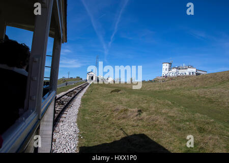 Großes Orme Straßenbahn auf der zweiten Etappe bis zum Gipfel Stockfoto