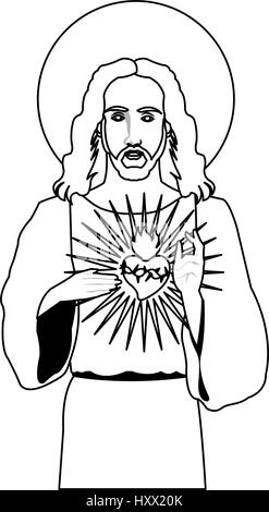 Jesus Christus halten Herz-christliche Symbol Vektor Illustration Bildgestaltung Stock Vektor