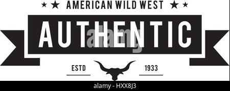 Vintage Label mit Silhouette der Stierkopf. Texas-Wild-West-Thema. Vektor-illustration Stock Vektor