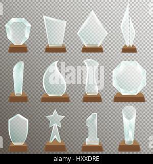 Glas transparent Trophäe Auszeichnungen Stock Vektor