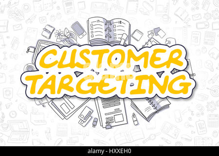 Customer Targeting - Doodle gelbe Wort. Business-Konzept. Stockfoto