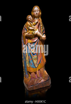 Gotische Statue der Madonna mit Kind von Kreis von Gil de Siloe 1500, wahrscheinlich von Castella. Inv-MNAC 64028. Nationales Museum für katalanische Kunst Stockfoto