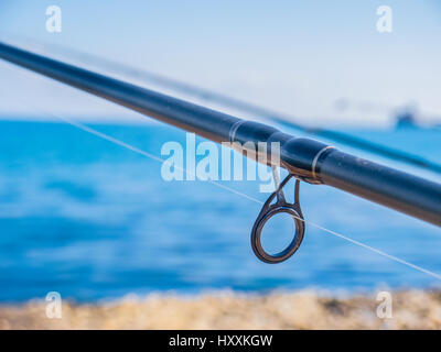Die Graphit-Ringe mit einer Angelrute Großaufnahme Stockfoto