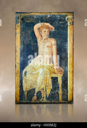 Römische Freske Wandmalerei eines jungen Mannes ruht aus dem Triclinium, Villa Arianna, Stabiae in der Nähe von Pompeji, Inv 9093, Nationalmuseum Neapel Stockfoto