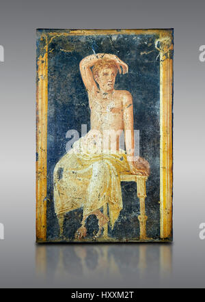 Römische Freske Wandmalerei eines jungen Mannes ruht aus dem Triclinium, Villa Arianna, Stabiae in der Nähe von Pompeji, Inv 9093, Nationalmuseum Neapel Stockfoto