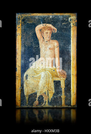 Römische Freske Wandmalerei eines jungen Mannes ruht aus dem Triclinium, Villa Arianna, Stabiae in der Nähe von Pompeji, Inv 9093, Nationalmuseum Neapel Stockfoto