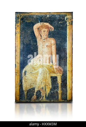 Römische Freske Wandmalerei eines jungen Mannes ruht aus dem Triclinium, Villa Arianna, Stabiae in der Nähe von Pompeji, Inv 9093, Nationalmuseum Neapel Stockfoto