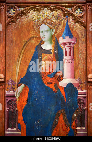 Gothic malte Panel Altarbild des Heiligen Barbara durch Goncal Peris Sarria. Tempera und Blattgold auf Holz. Heute Circa 1410-1425.MNAC Inv nicht: 035672-CJT Stockfoto