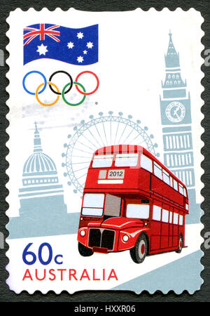 Australien - ca. 2012: Eine gebrauchte Briefmarke aus Australien, zum Gedenken an die London 2012 Olympische Spiele, ca. 2012. Stockfoto