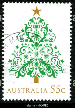 Australien - ca. 2013: Eine gebrauchte Briefmarke aus Australien, Darstellung zur Veranschaulichung der Weihnachtsbaum, ca. 2013. Stockfoto