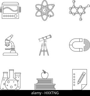 Wissenschaft Bildung Icons Set, Umriss-Stil Stock Vektor