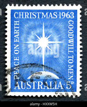 Australien - ca. 1963: Eine gebrauchte Briefmarke aus Australien, zeigt ein Beispiel für eine festliche Stern zu Weihnachten, ca. 1963 zu gedenken. Stockfoto