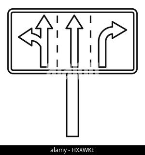 Fahrspuren an Kreuzung Kreuzung Symbol Stock Vektor